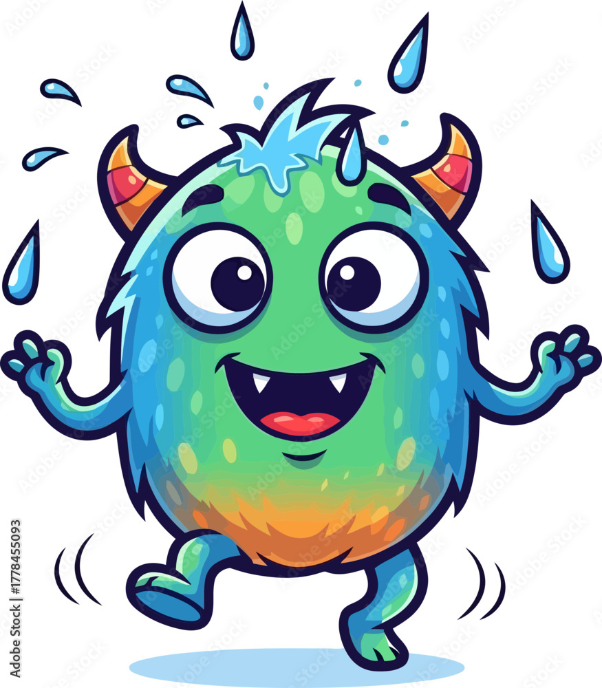 Obraz premium delightful little creature joyfully splashes in refreshing water, full of glee