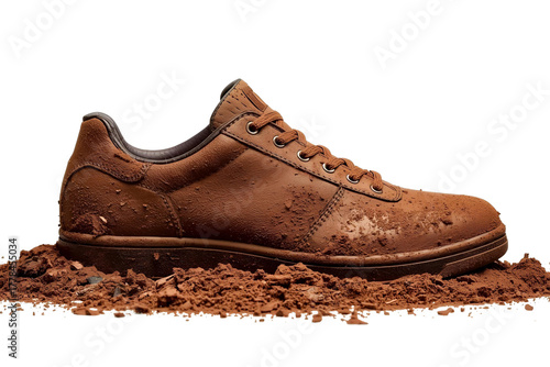 A shoe covered in mud