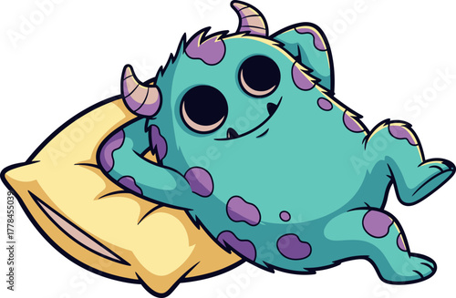 whimsical monster unwinds peacefully, embracing a sweet moment of cozy contentment