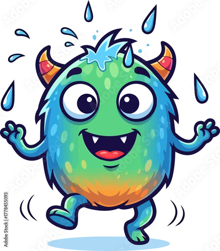 delightful little creature joyfully splashes in refreshing water, full of glee