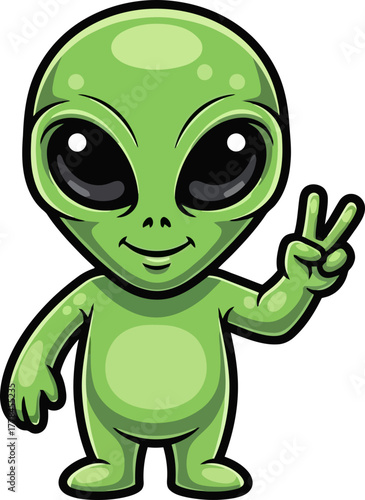 whimsical extraterrestrial offers peace, a cosmic symbol of harmony