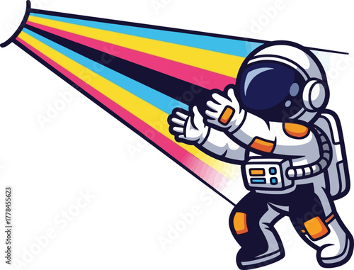 future explorer sculpts radiant color beams, illuminating artistic possibilities ahead