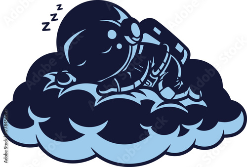 little cosmic explorer drifts to dreamland on a soft cloud