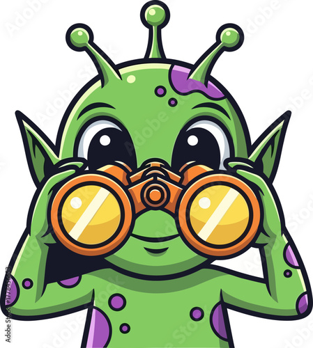 watchful space explorer discovers distant dreams through his trusty binoculars