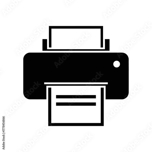 Printer icon symbol illustration representing document printing, office work, digital to physical conversion, output, and desktop publishing functions.