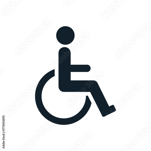 Wheelchair access icon representing disability, accessibility, inclusion, and special needs, essential for public signage, digital interfaces, and informational graphics globally.