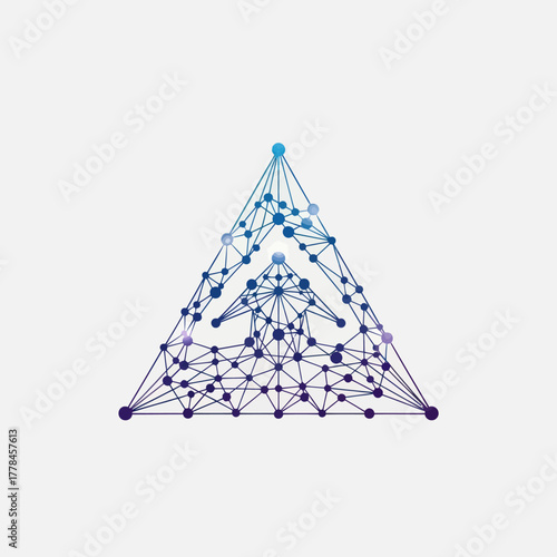 Abstract Geometric Triangle Network with Connected Dots and Lines.