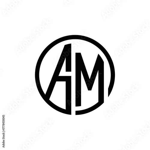 Free Download AM initials logo design inside a black circle simple modern style. - GFXLoad