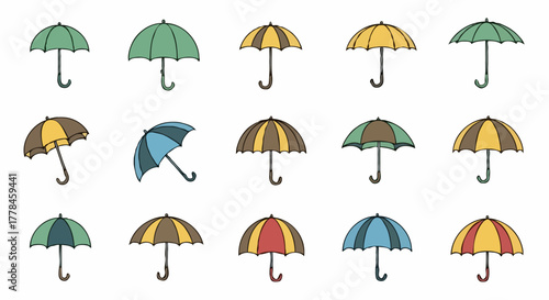 set of colorful umbrellas