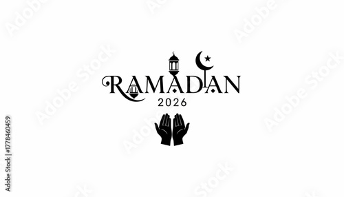 Ramadan 2026 religious celebration with crescent, star, prayer