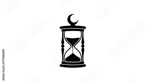 Islamic hourglass symbol, time passing, religious icon vector