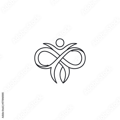 Abstract human figure with infinity symbol representing endless possibilities and connection.