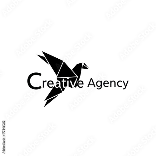 Creative Agency Logo Featuring Origami Bird in Flight.