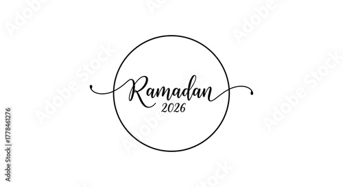Ramadan 2026 calligraphy in a circle for islamic holy month