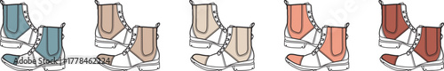 Stylish Footwear Collection Modern Illustrations of Trendy Boots in Various Colors