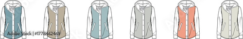 Stylized Fashion Illustration of Winter Vests in Various Colors for Design and Style Concepts
