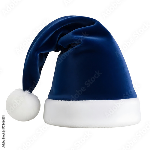 Santa Hat Blue Velvet Costume Christmas Holiday Party Celebration Apparel