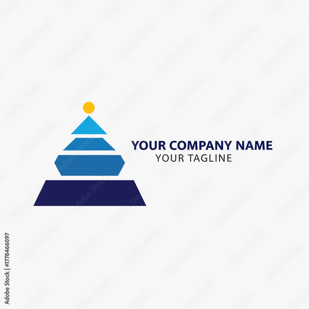 Fototapeta premium Abstract Pyramid Logo Design with Blue and Yellow Elements.