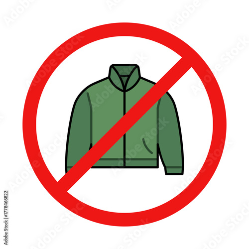 No Jacket Sign on White Background