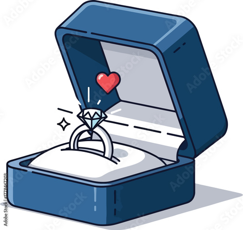 Engagement Ring in a Box A Romantic Illustration Depicting Love and Commitment
