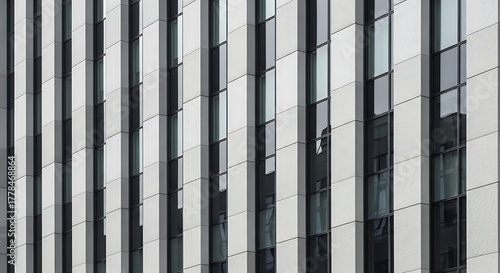 Wallpaper Mural Modern Office Building Facade with Vertical Lines and Reflective Windows. Torontodigital.ca