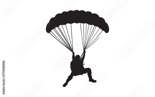 Parachute Skydiver Silhouette Illustration for Adventure and Sport Design