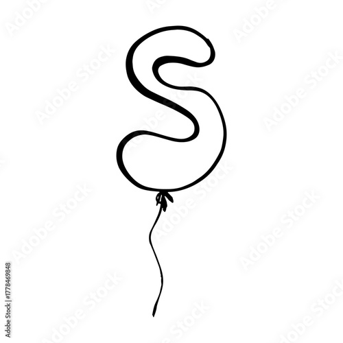 Letter S doodle vector illustration. Whimsical monogrammed for personalized custom gifts greeting cards new born.