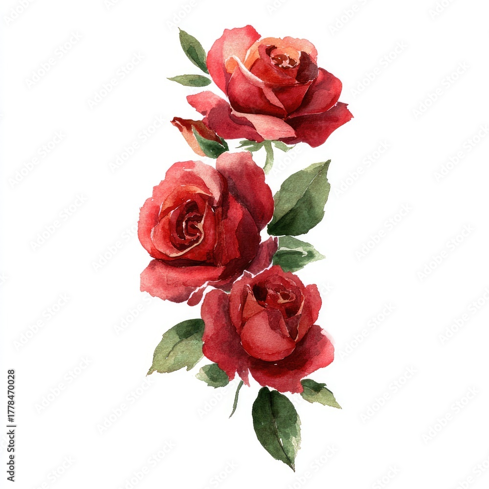 Naklejka premium Delicate watercolor roses