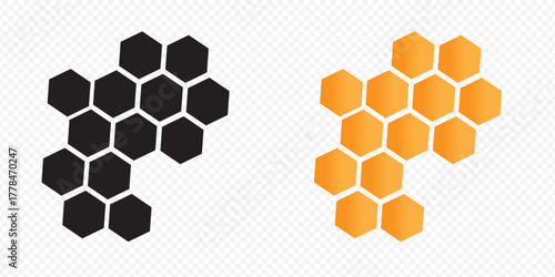 Set of honeycomb icons. Vector illustration isolated on white background. Realistic Best Design Collections Yellow and Black color. vector illustration, EPS 10.