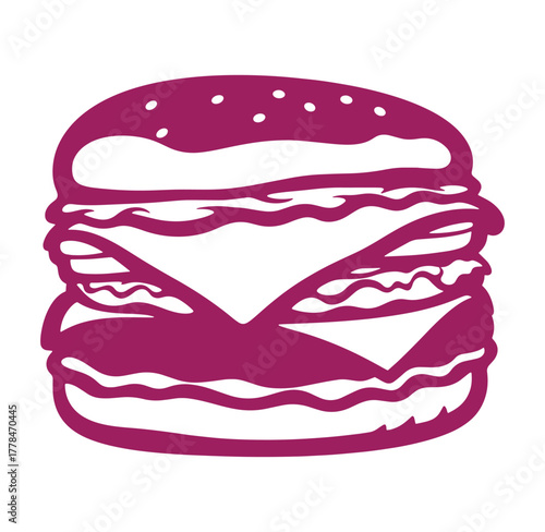 Vector illustration of a delicious and appetizing double cheeseburger on a white background