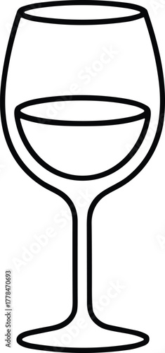 Black outline of a wine glass with liquid drink beverage