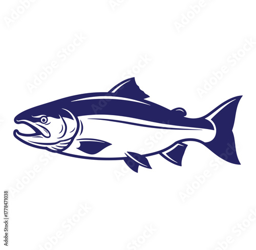 Vector illustration of a stylized salmon fish design in a minimalist graphic style