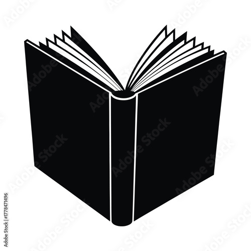 Black Silhouette of an Open Book: Reading, Knowledge, and Education Glyph Icon