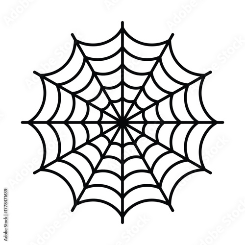 Intricate Spider Web Outline: Halloween, Danger, Trap, and Nature Symbol Vector