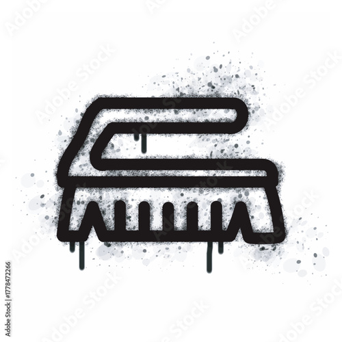 A graffiti-style brush icon with a spray paint base isolated on a white background. A graffiti-style brush icon with a spray paint base in black on white. Vector illustration.