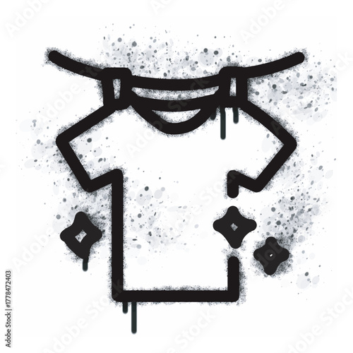 A graffiti-style clothesline icon with a spray-painted base isolated on a white background. A graffiti-style clothesline icon with a spray-painted base in black on white. Vector illustration.
