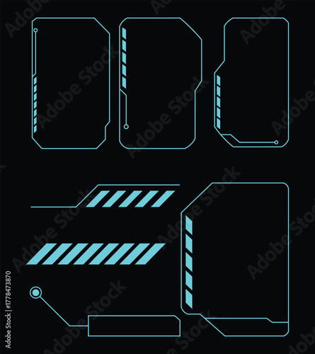 Sci fi futuristic HUD dashboard display virtual reality technology screen icon vector. cyberpunk tech element symbol. vector illustration.