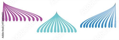 Abstract colorful curved line pattern with gradient fan shapes in blue and purple — modern geometric background for digital art, posters, wallpapers, and creative design projects