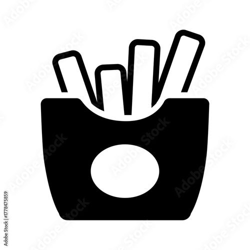 Vector solid black icon for Fries box