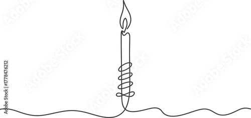 Candle flame light drawing sketch line art simple minimalist design vector graphic