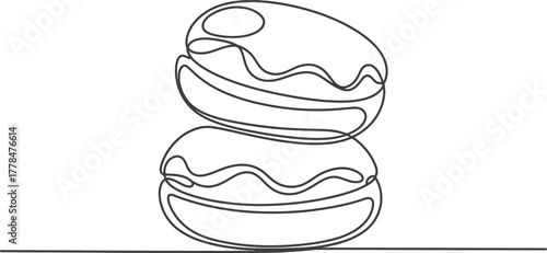 Macarons line art drawing vector illustration bakery sweet dessert pastry food