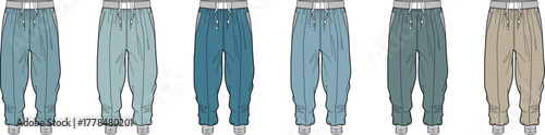 Collection of stylish jogger pants in various colors and styles for casual wear