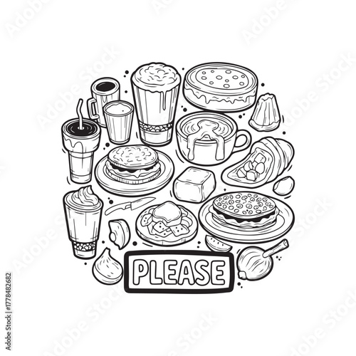 Abstract geometric shapes and lines in vibrant cmyk colors with helvetica and courier typography elements