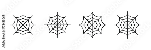 simple spider web line icons