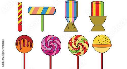 Colorful lollipop candy vector illustration sweet treat design