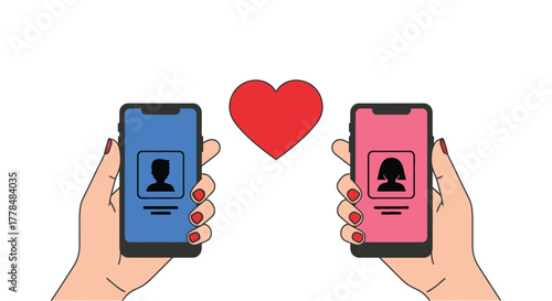 Online dating app concept match love connection mobile phones