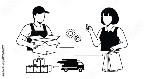 Delivery service illustration for online shopping and e commerce