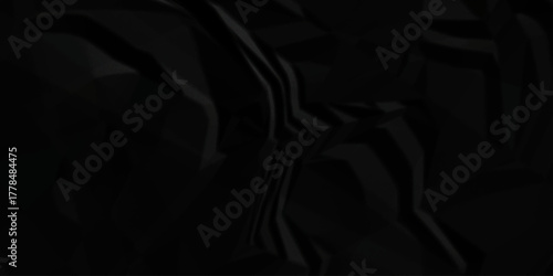 Black paper wrinkled texture for background space. Rough black paper. Paper texture, recycled creased paper background.	
