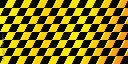 black square racing pattern yellow background Racing flag of car race sport