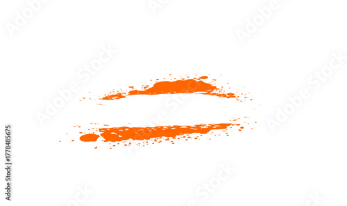Bold orange ink splash stains. Vibrant paint blots with expressive grunge edges and artistic brush style on white background.